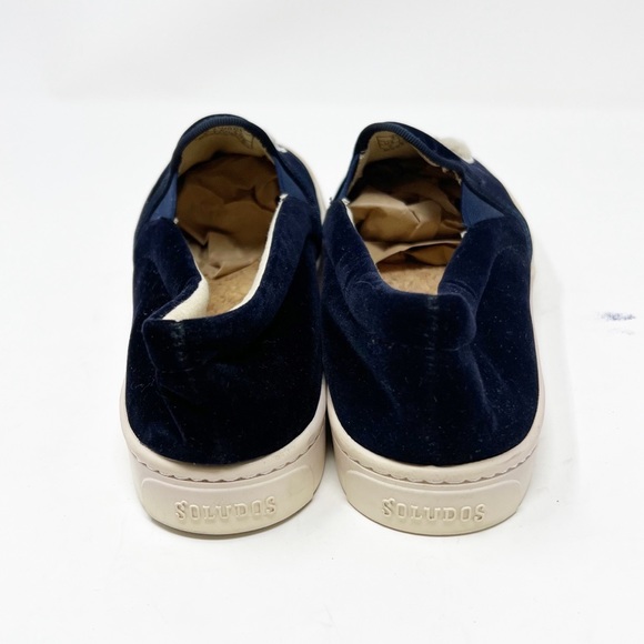Soludos Navy Blue Velvet Llama Embroidered Slip-On Sneakers - Picture 4 of 7